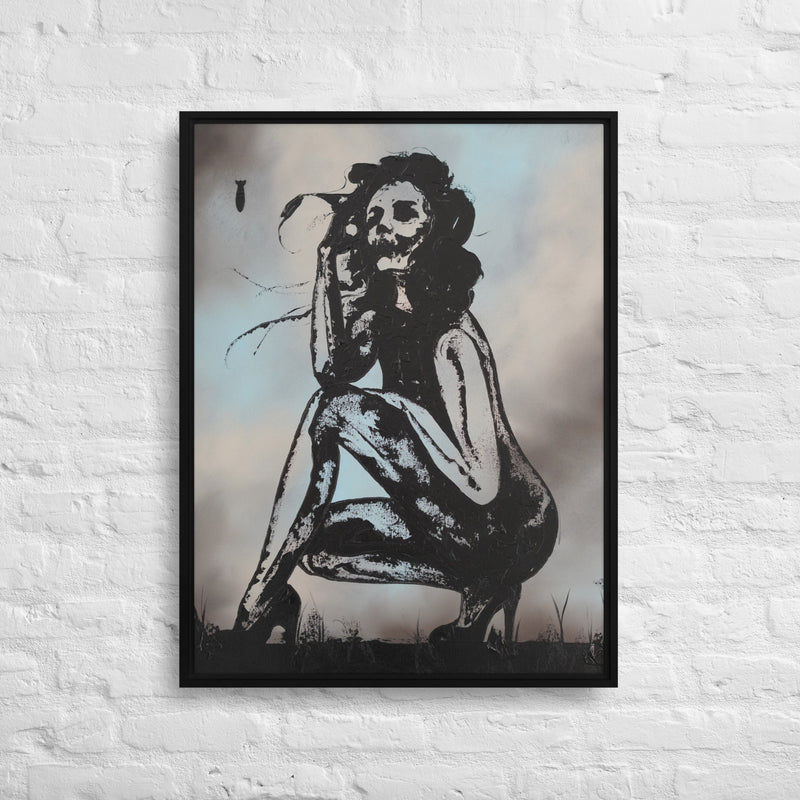 Death comes a Knocking Framed canvas